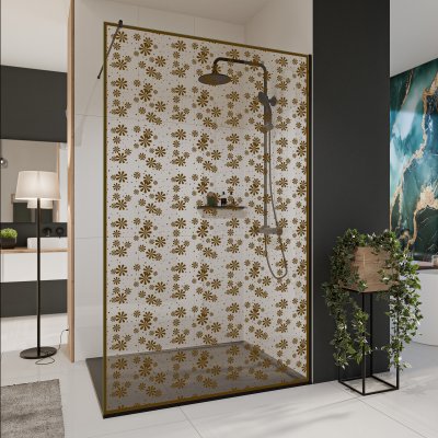 Glastrennwand Dusche mit Farbdruck FRAME BLUMEN 2