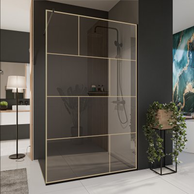 Glastrennwand Dusche mit Farbdruck FRAME BRICK