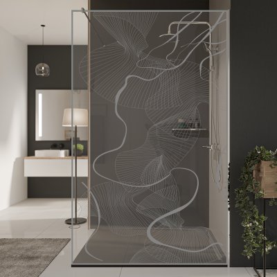 Glastrennwand Dusche mit Farbdruck FRAME CHAOS