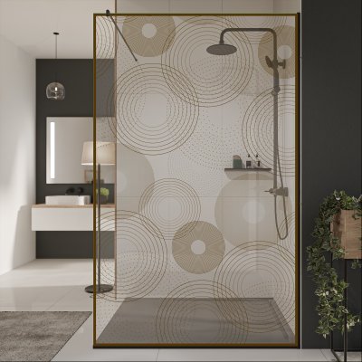 Glastrennwand Dusche mit Farbdruck FRAME CIRCLE