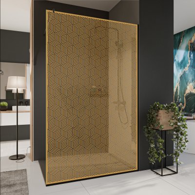 Glastrennwand Dusche mit Farbdruck FRAME CUBUS