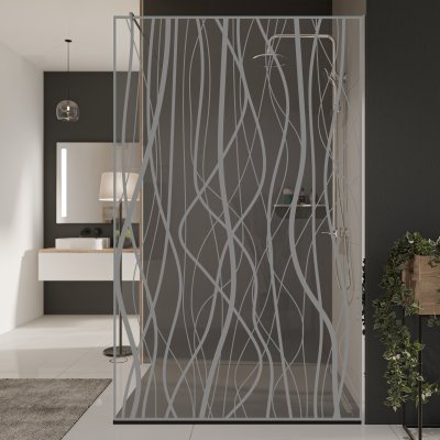 Glastrennwand Dusche mit Farbdruck FRAME FLORA 1