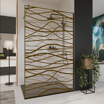Glastrennwand Dusche mit Farbdruck FRAME FLORA 2