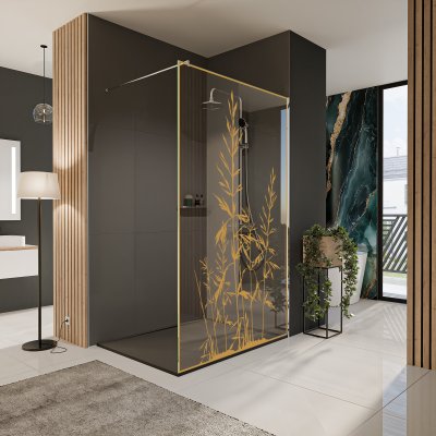 Glastrennwand Dusche mit Farbdruck FRAME GRÄSER