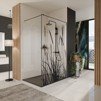 Glastrennwand Dusche mit Farbdruck FRAME KORNFELD
