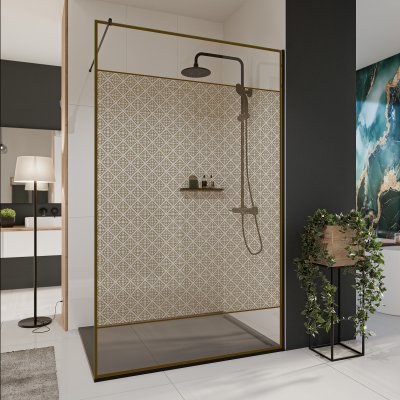 Glastrennwand Dusche mit Farbdruck FRAME SQUARES