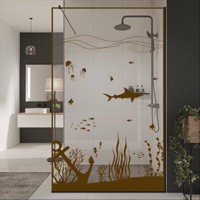 Glastrennwand Dusche mit Farbdruck FRAME UNDERWATER
