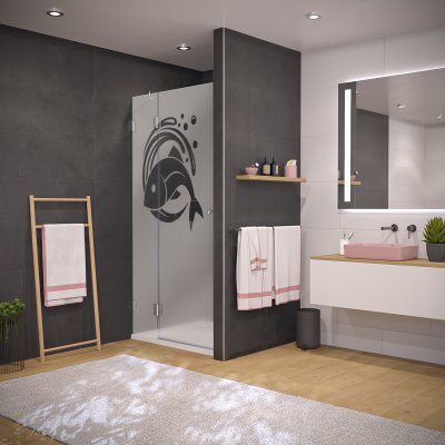 Nischentür für Dusche mit Motiv FISCH 104