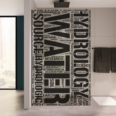 Glastrennwand Dusche mit schwarzem Druck FRAME WATER