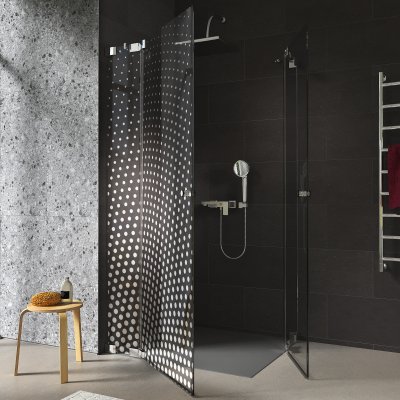 Glas Duschkabine Eckeinstieg mit Dekor DOT 1/209