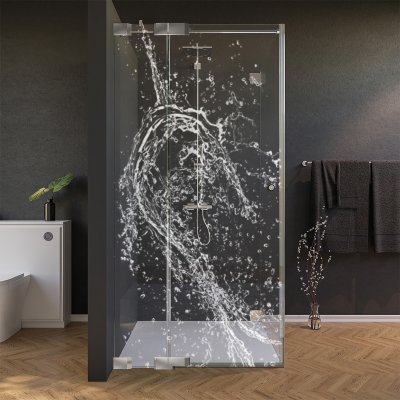 Glas Duschkabine Tür seitlich mit Dekor WASSER 2/210