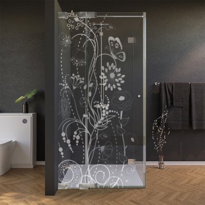 Glas Duschkabine Tür seitlich mit Motiv BLUMEN 1/210