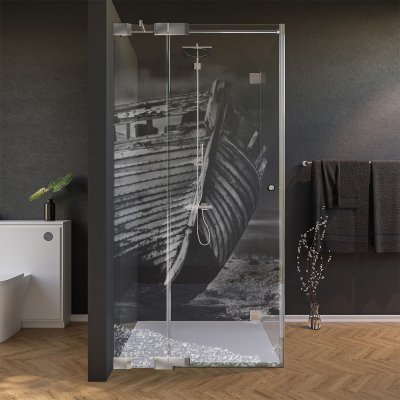 Glas Duschkabine Tür seitlich mit Motiv BOOT 1/210