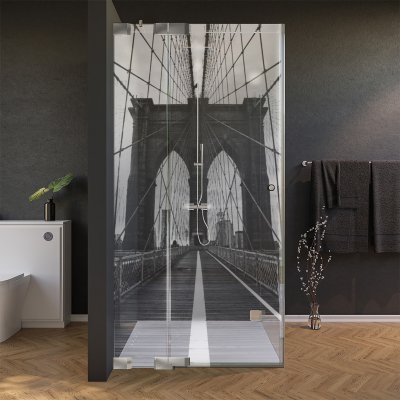 Glas Duschkabine Tür seitlich mit Motiv BROOKLYN BRIDGE 210