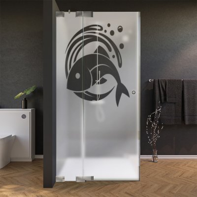 Glas Duschkabine Tür seitlich mit Motiv FISCH 1/210