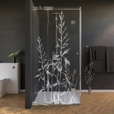 Glas Duschkabine Tür seitlich mit Motiv GRÄSER 210