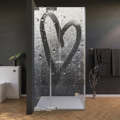 Glas Duschkabine Tür seitlich mit Motiv HERZ 210