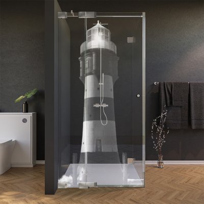 Glas Duschkabine Tür seitlich mit Motiv LEUCHTTURM 1/210