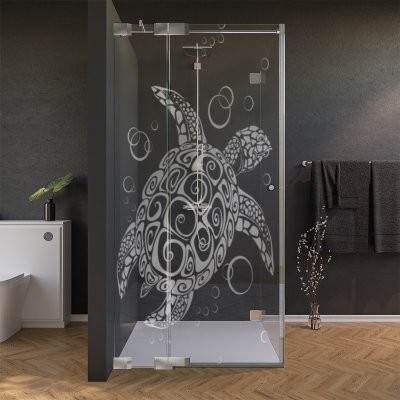 Glas Duschkabine Tür seitlich mit Motiv SCHILDKRÖTE 210