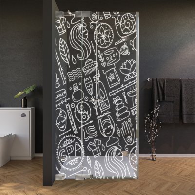 Glas Duschkabine Tür seitlich mit Motiv SPA 1/210