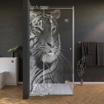 Glas Duschkabine Tür seitlich mit Motiv TIGER 210