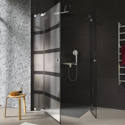 Glas Duschkabine mit Streifen Eckeinstieg AREA 3/209