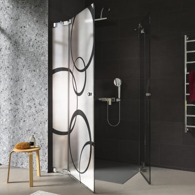 Glas Duschkabine mit Streifen Eckeinstieg CERCO 3/209