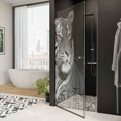 Echtglas Duschtür mit Motiv TIGER 101