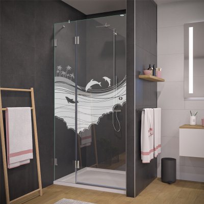 Design Duschtür nach Maß aus Glas MEER 2/104
