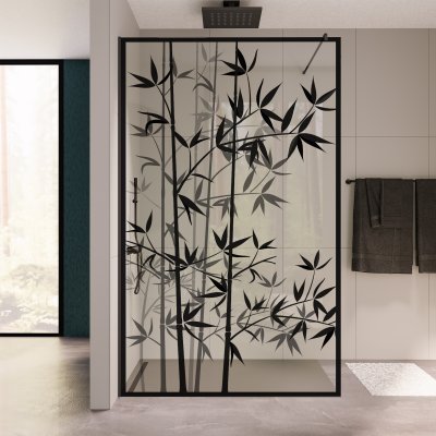 Glas Duschwand auf Maß mit Druck BAMBOO 4