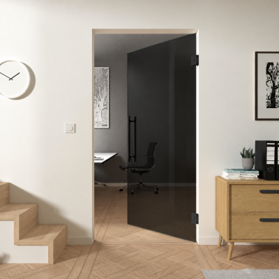 Pendeltür aus ESG 8mm Dark Grey