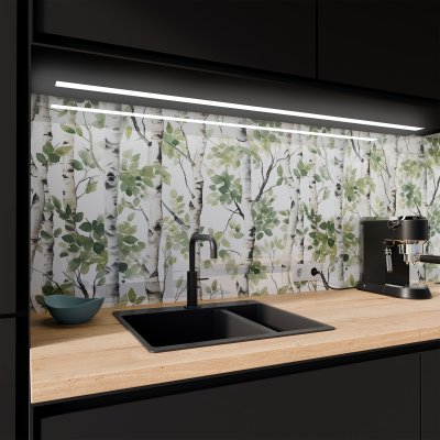 Küchenrückwand ESG Glas 6mm mit keramischen Farbdruck BIRKE 1