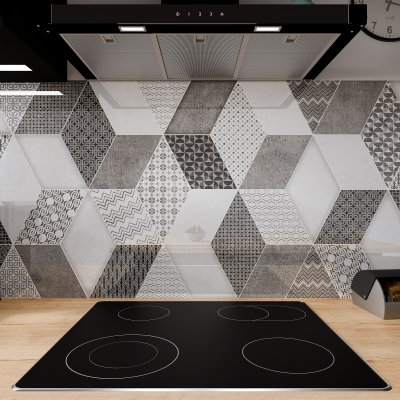 Küchenrückwand ESG Glas 6mm mit keramischen Farbdruck GEOMETRIC TILE 1