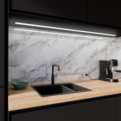 Küchenrückwand ESG Glas 6mm mit keramischen Farbdruck MARMOR WEISS 1