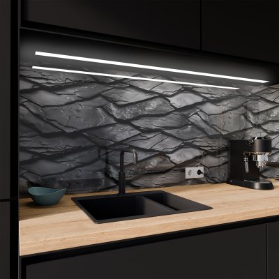 Küchenrückwand ESG Glas 6mm mit keramischen Farbdruck SCHIEFER 2