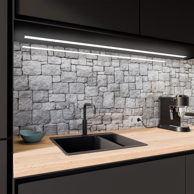 Küchenrückwand ESG Glas 6mm mit keramischen Farbdruck STEINWAND 1