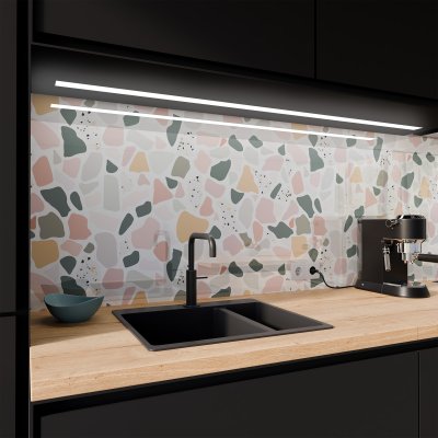 Küchenrückwand ESG Glas 6mm mit keramischen Farbdruck TERRAZZO 1