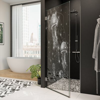 Dusche Echtglas-Tür nach Maß QUALLEN 101