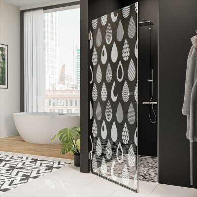 Dusche Echtglas-Tür nach Maß TROPFEN 2/101