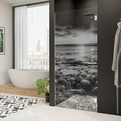 Dusche Nischentür Echtglas mit Motiv MEER 1/101