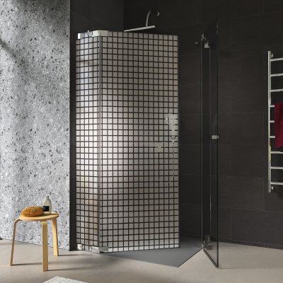 Glas Duschkabine Eckeinstieg mit Dekor CARRE 2/209