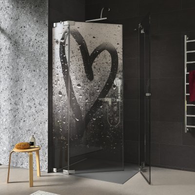 Duschkabine Glas Eckeinstieg mit Motiv HERZ 209