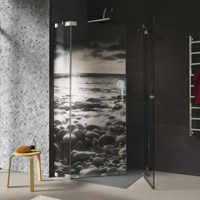 Duschkabine Glas Eckeinstieg mit Motiv MEER 1/209
