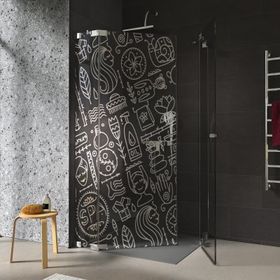 Duschkabine Glas Eckeinstieg mit Motiv SPA 1/209