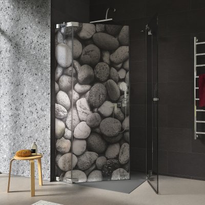 Duschkabine Glas Eckeinstieg mit Motiv STEINE 209