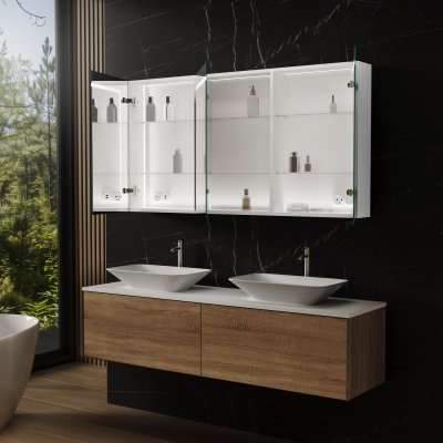 Aluminium Spiegelschrank mit Licht - Ems/Weiß