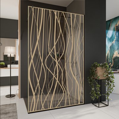 Glastrennwand Dusche mit Farbdruck FRAME FLORA 1
