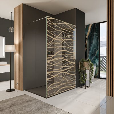 Glastrennwand Dusche mit Farbdruck FRAME FLORA 2