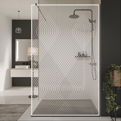 Glastrennwand Dusche mit Farbdruck FRAME ACACIA