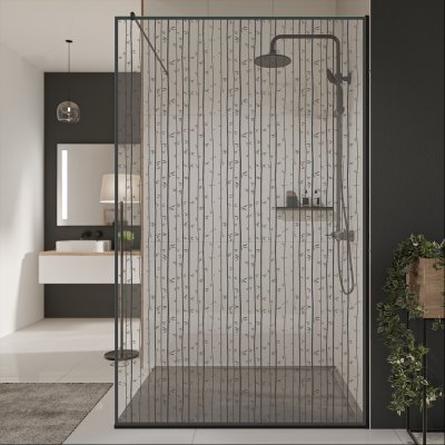 Glastrennwand Dusche mit Farbdruck FRAME BAMBOO 3